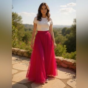 BEBE Vibrant Pink Pleated Skirt